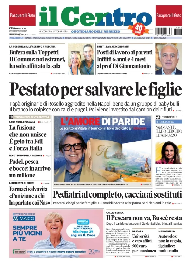 Prima-pagina-il centro-oggi-edizione-del-2026-10-14